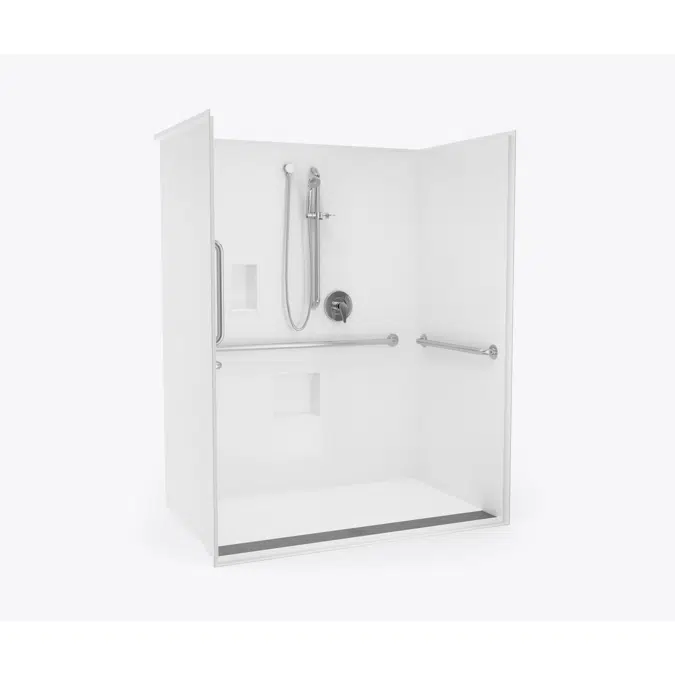 XST 6036 TR 1.125 AcrylX Alcove One-Piece Shower with Trench Drain