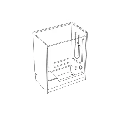 画像 SSS 6009TS - 60 x 32 Code Compliant Solid Surface Tub Shower with Flat Back Wall and Low Step in Threshold