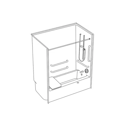 SSS 6092TS - 60 x 32 Code Compliant Solid Surface Tub Shower with Flat Back Wall图像