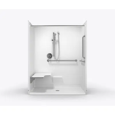 SST6232TR .75 1P MAS - 60 x 30 Solid Surface Code Compliant One Piece Roll in Shower with Integral Trench Drain 이미지