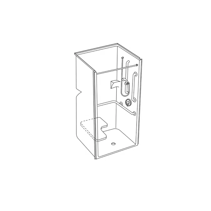 SSS3682BF RRF - 36 x 36 Code Compliant Solid Surface Transfer Shower with Integral Return Flange