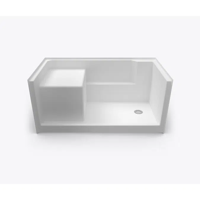 SSB 6032 SH MS L/R - Solid-Surface Shower Base with Integral Seat