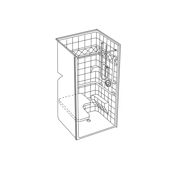 SST3938BF .5 RF - 36 x 36 Code Compliant Solid Surface Transfer Shower with Integral Return Flange