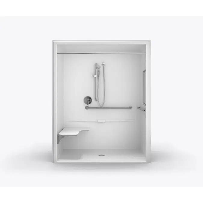 XSA6436BF - 60 x 36 Cast Acrylic Code Compliant Roll in Shower with Dome Top