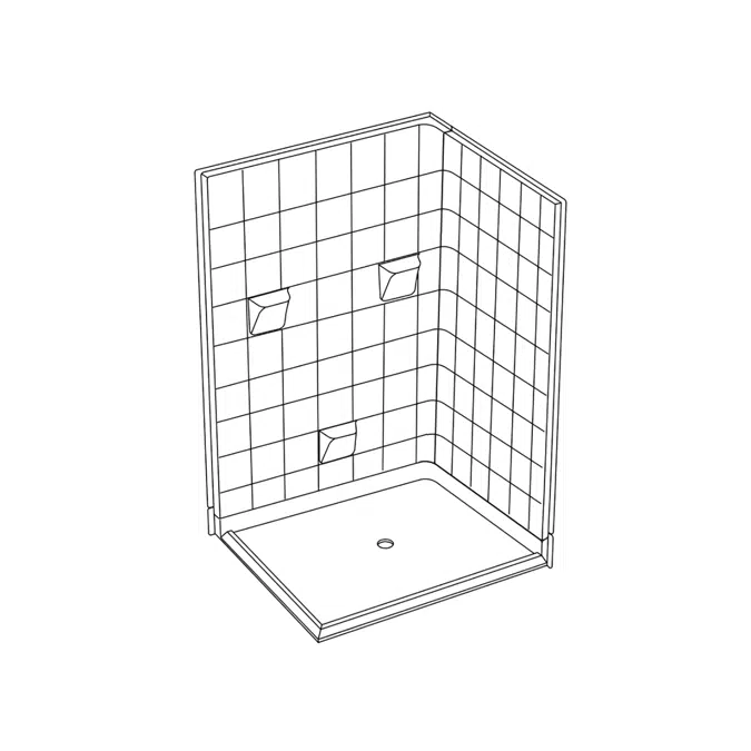 XST6060BF 3P DE C - Multi-Piece, Tile-Pattern AcrylX™ Barrier-Free Shower, Double-Entry