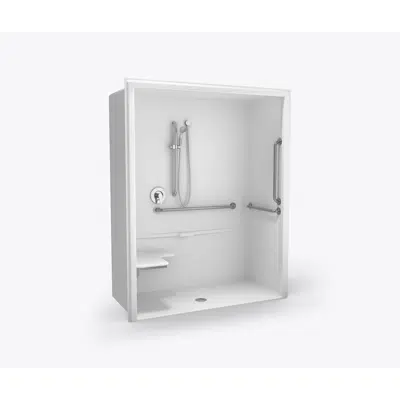 Image for XSA 6430 BF Acrylic Alcove One-Piece Shower with Center Drain