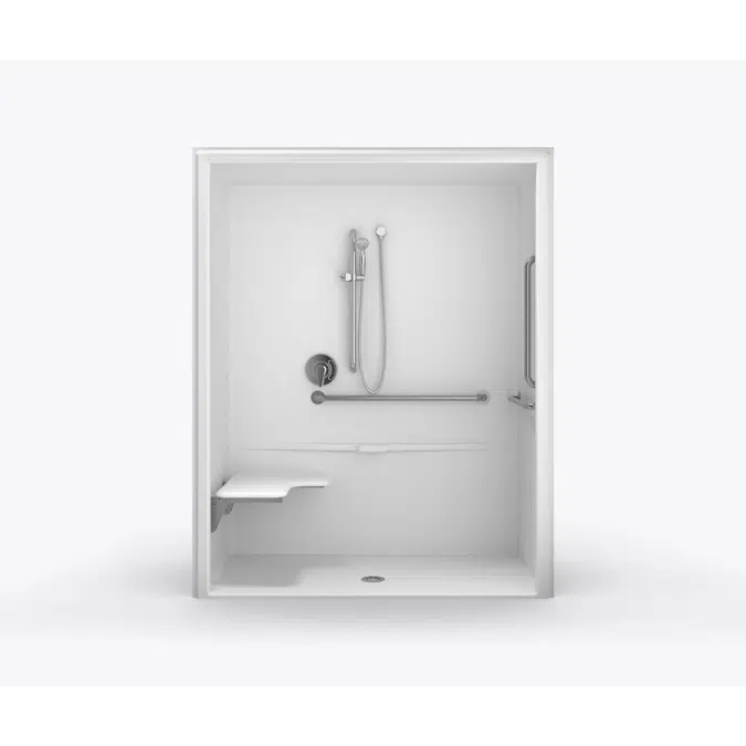 XSA 6430 BF Acrylic Alcove One-Piece Shower with Center Drain