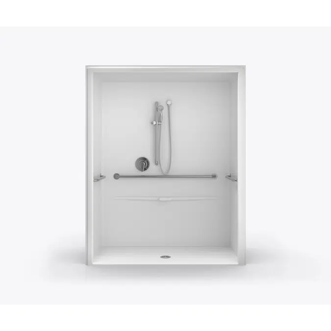XSA 6430 BF Acrylic Alcove One-Piece Shower with Center Drain