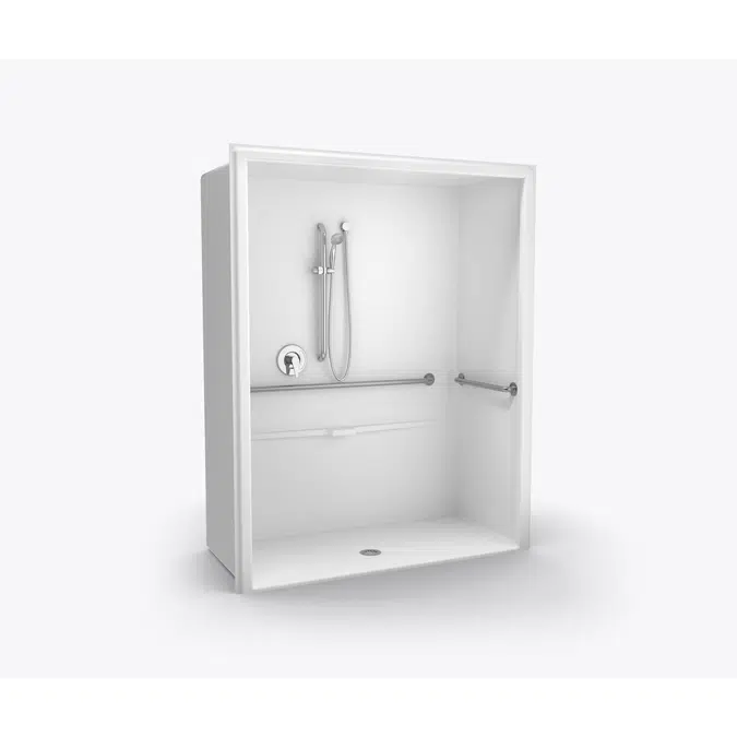 XSA 6430 BF Acrylic Alcove One-Piece Shower with Center Drain