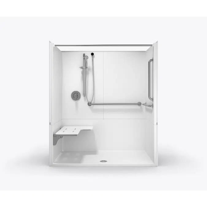 SSS6037BF 3P - 60 x 36 Code Compliant Solid Surface Multi-Piece Roll in Shower