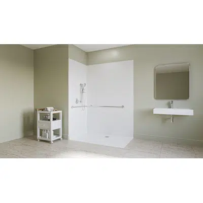 Image for Comfort Designs XAB 6036 BF SQ 2 F Acrylic Alcove Assisted Bathing Shower Base with Rear Square Drain White ADA