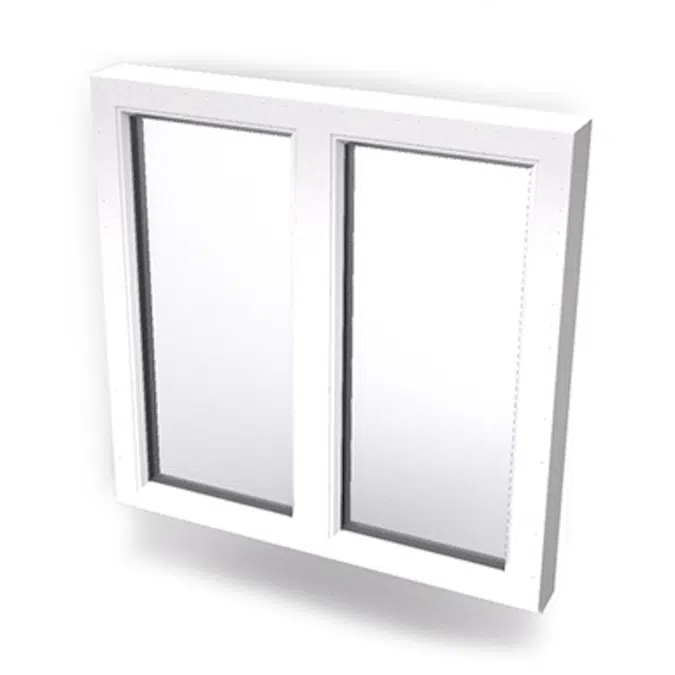 Inward opening window 2+1 glass 2-light with mullion Fixed