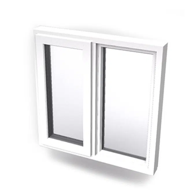 Inward opening window 2+1 glass 2-light with mullion Sidehung or Kippdreh with fixed leaf