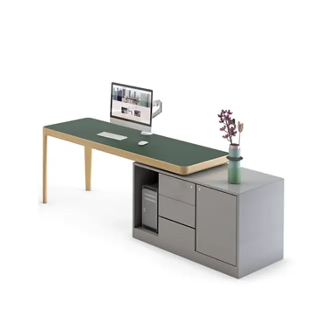 BIM objects - Free download! I-Land – Directional desk with storage ...