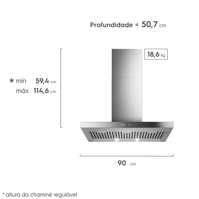Coifa de Parede Electrolux 90 cm Inox Home Pro com Painel Frontal de Vidro Espelhado (CE9HP)