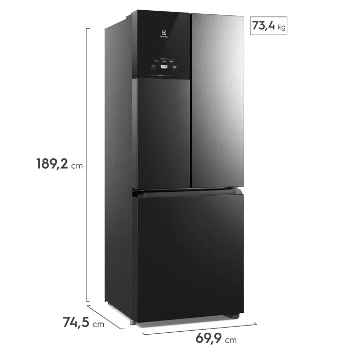 Electrolux Frost Free Inverter Refrigerator 480L Efficient AutoSense 3 Doors Black Inox Look (IM7B)