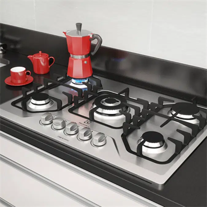 Gas hob with 5 burners