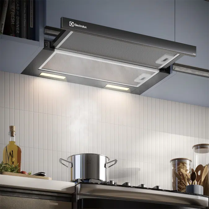Depurador de Ar Electrolux 60cm Retrátil Preto Efficient com Luz de LED (DE6RB)