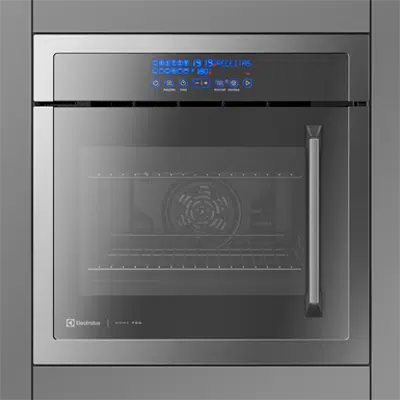 Built-in electric oven with mirrored glass and iron frame için görüntü