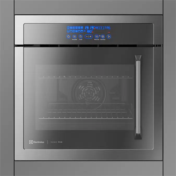 Built-in electric oven with mirrored glass and iron frame