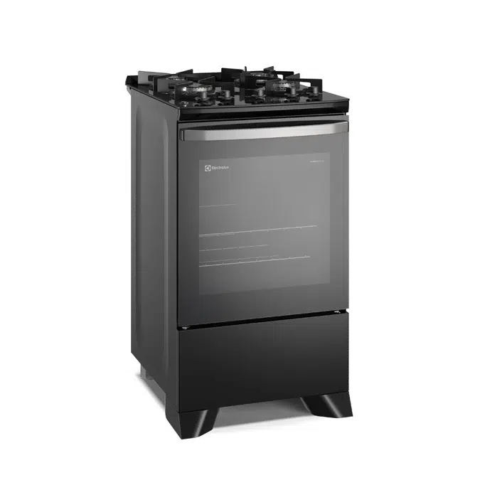 Electrolux Black Efficient 4-burner Stove with Glass Table, PerfectCook and VaporBake (FE4GP)