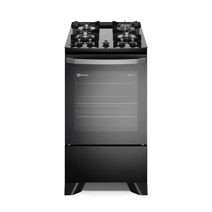 Electrolux Black Efficient 4-burner Stove with Glass Table, PerfectCook and VaporBake (FE4GP)