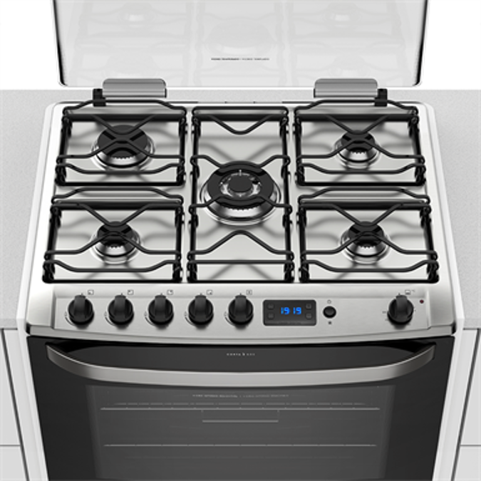 Buit-in stove with 5 burners, grill and digital timer