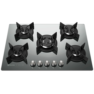 Image for Gas hob with 5 burners, silver and glass table top