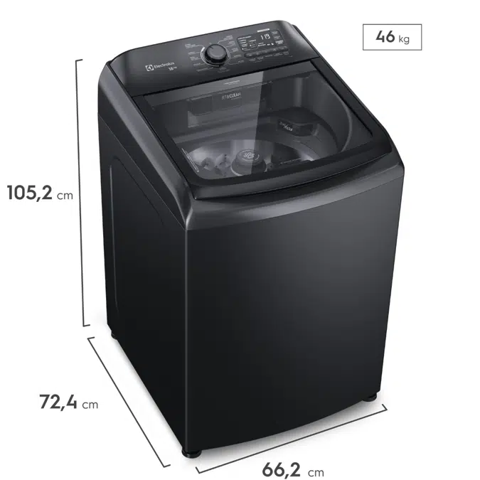Máquina de lavar Electrolux 18kg Preta Expert Filtro Microplásticos, Jatos Poderosos e Pet Pro (LEB18)