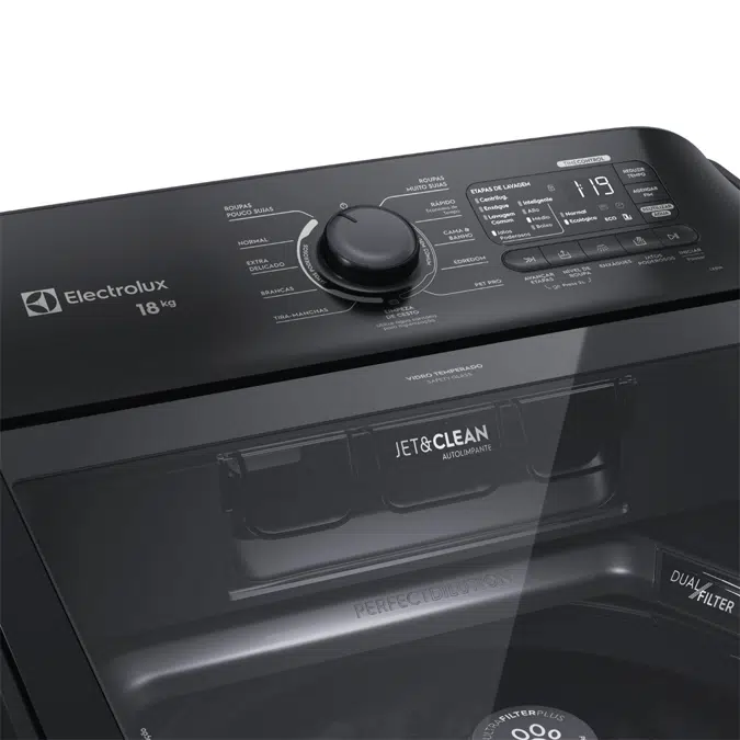 Máquina de lavar Electrolux 18kg Preta Expert Filtro Microplásticos, Jatos Poderosos e Pet Pro (LEB18)