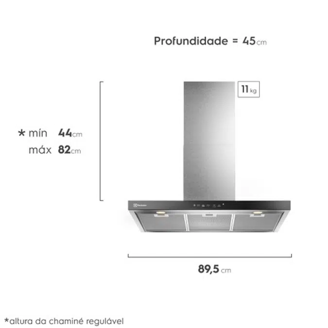 Electrolux 90cm Inox Experience Wall Hood with Artificial Intelligence and High Suction Power (CE9TF) 