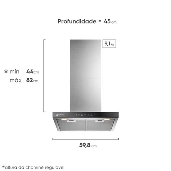Electrolux 60cm Inox Experience Wall Hood with Artificial Intelligence and High Suction Power (CE6TF) 