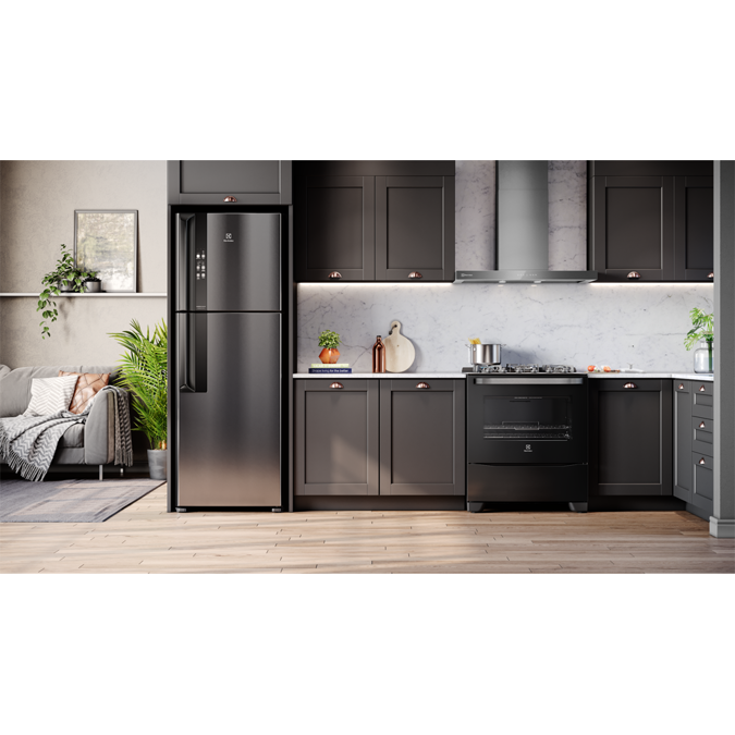 Refrigerator Top Freezer Frost Free Efficient Black Stainless Steel Look  With Autosense