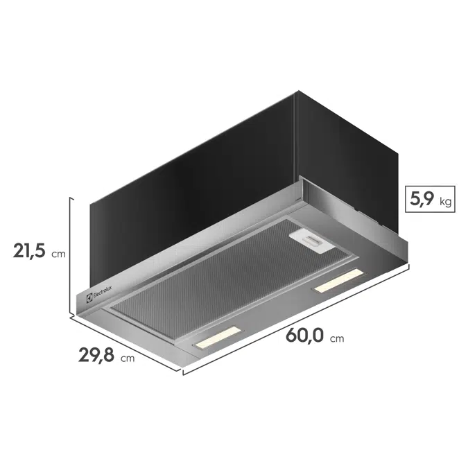Depurador de Ar Electrolux 60cm Retrátil Inox Efficient com Luz de LED (DE6RS)