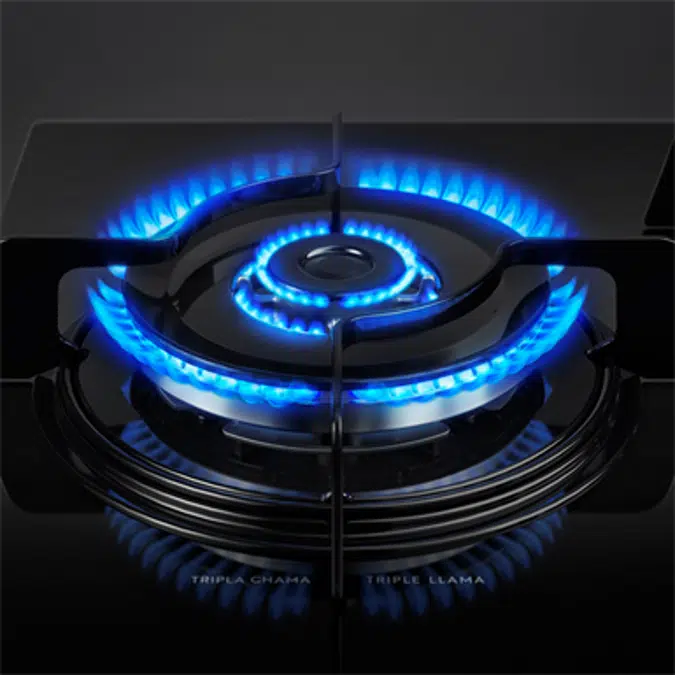 Gas hob with 5 burners with side triple flame burner 