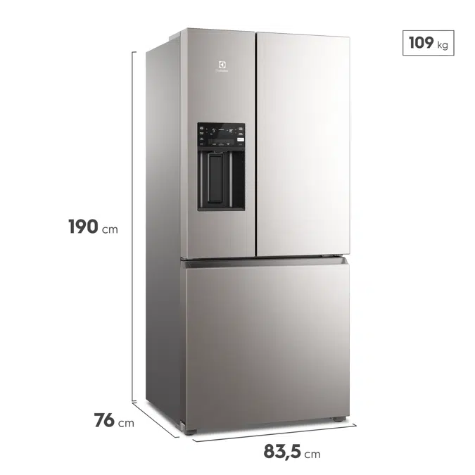 Electrolux Multidoor Efficient Refrigerator with AutoSense and Water and Ice Dispenser 540 L Inox Look (IM8IS)