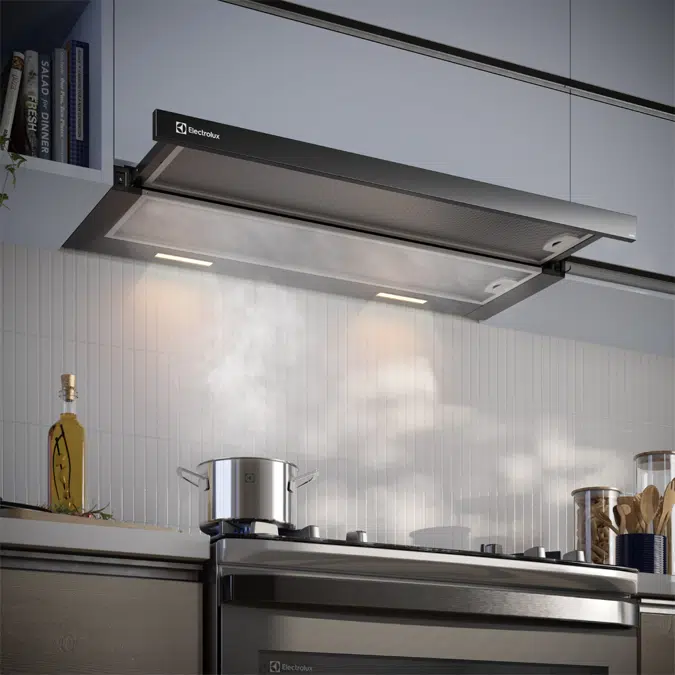 Depurador de Ar Electrolux 90cm Retrátil Preto Efficient com Luz de LED (DE9RB)