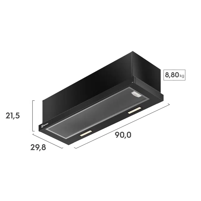 Depurador de Ar Electrolux 90cm Retrátil Preto Efficient com Luz de LED (DE9RB)