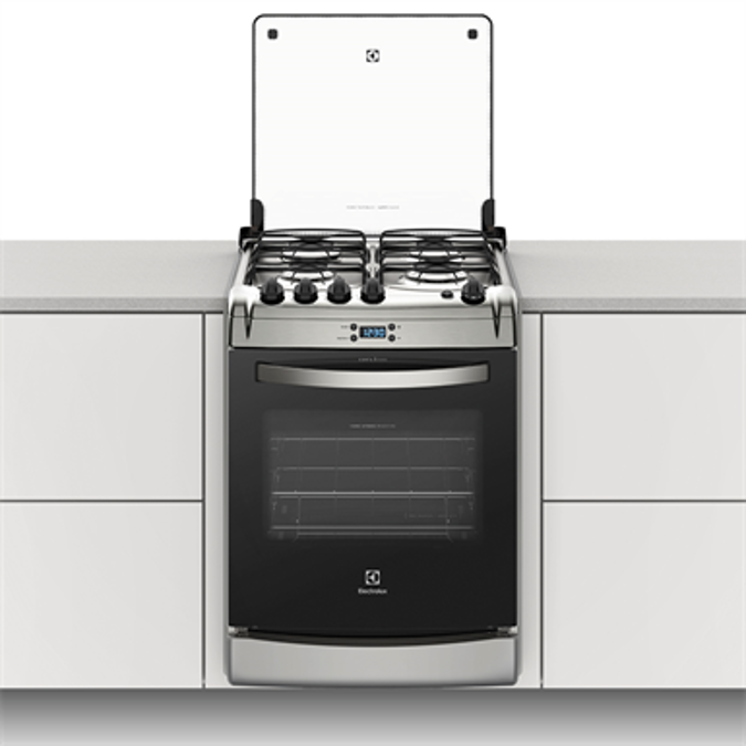 Silver built-in oven with 4 burners and digital timer