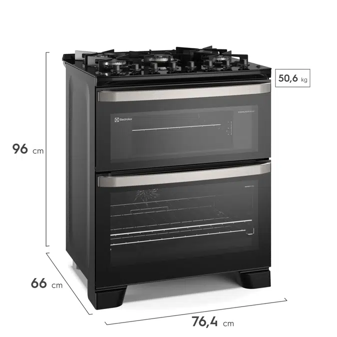 Electrolux Experience 5-burner stove Black with Double Oven, Glass Table and PerfectCook360 (FE5DP)