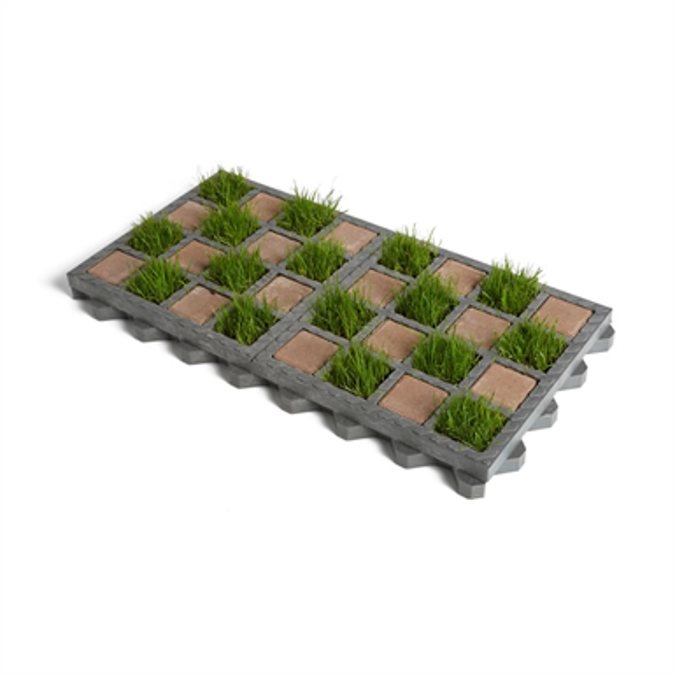 Access road on checkerboard grass / paving stones - complete O2D system