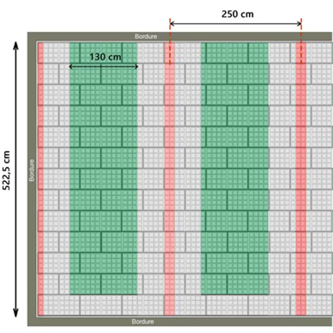 Engazonné avec 2 bandes de roulements pavées et 2 lignages pavés