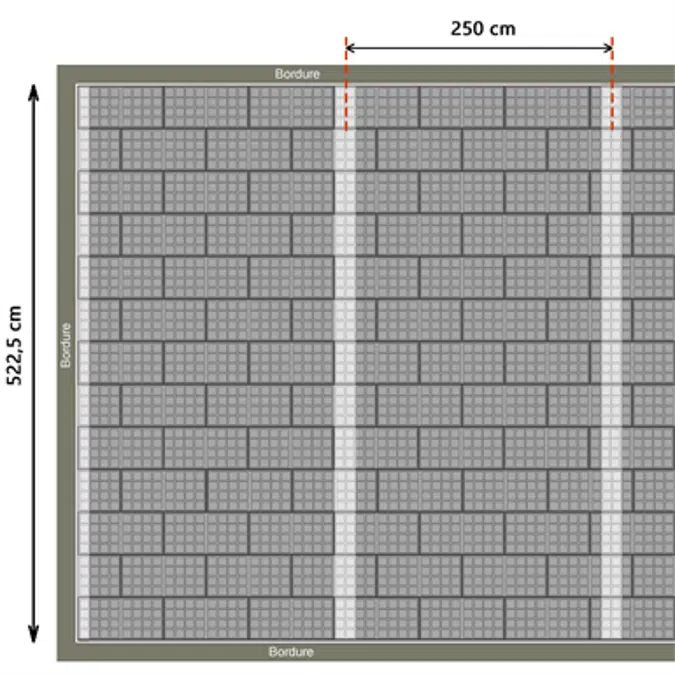 100% gravier avec 2 lignages pavés