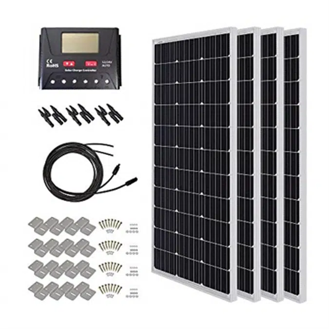 HQST 400 Watt Monocrystalline Solar Starter Kit with 30 Amp Controller