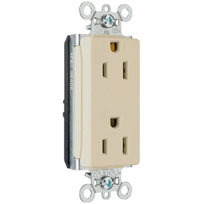 Heavy-Duty Decorator Spec Grade Receptacles, Back & Side Wire, 15-20A, 125V