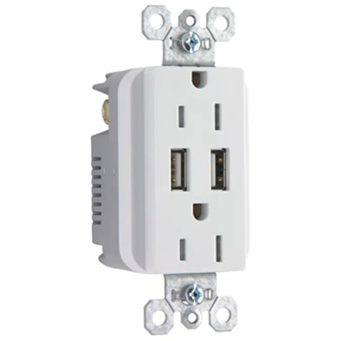 Fed-Spec Grade USB Charger with Tamper-Resistant 20A Duplex Receptacles