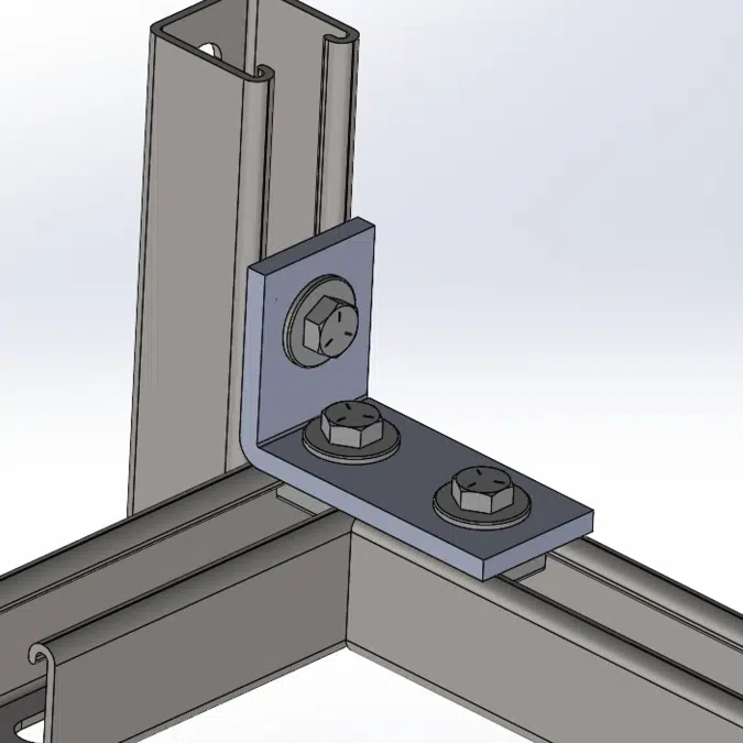 Hole 3 Way Corner Angle w/ Short Spring Channel Nuts Pre-assembled Fitting for Strut