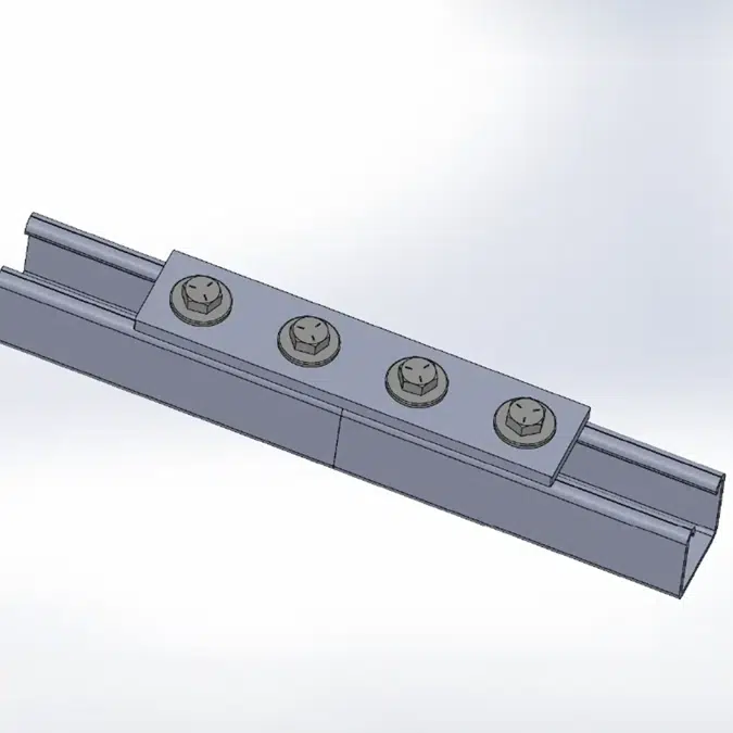 3 Hole Flat Fitting Splice Plate w/ Short Spring Channel Nuts Pre-assembled Fittings for Strut