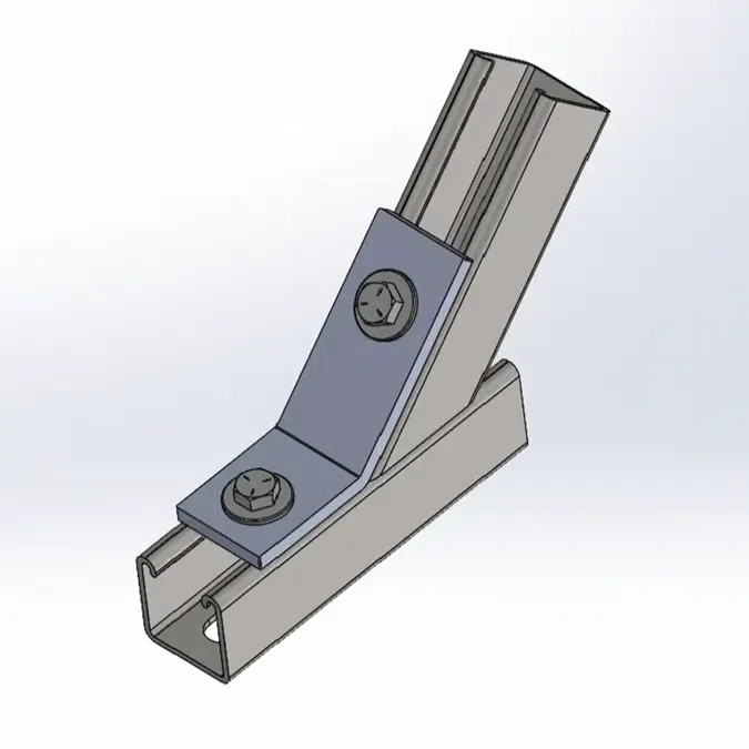 2 Hole Open 45º Corner Angle w/ Short Spring Channel Nuts Pre-assembled Fitting for Strut