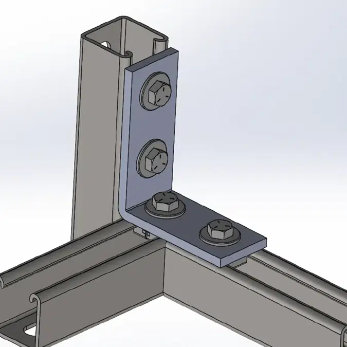 4 Hole 3 Way Corner Angle w/ Short Spring Channel Nuts Pre-assembled Fitting for Strut